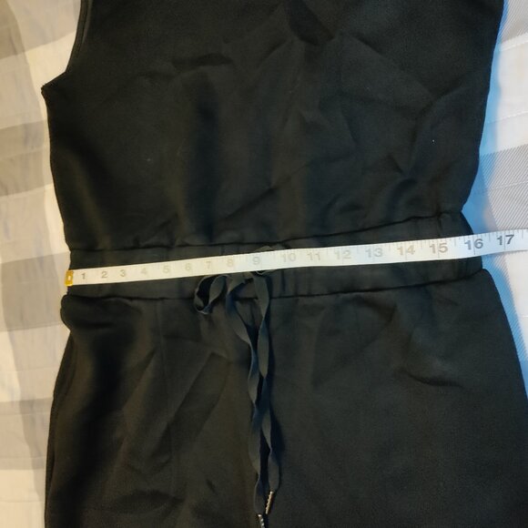 Jumpsuit Casual Wide Leg Long Pant, Crewneck Sleeveless Tie Belt with Pockets - Picture 9 of 10